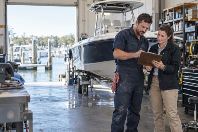 Marine dealership service-order review.
